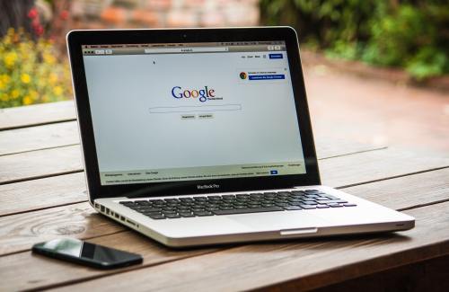 Laptop outside should the Google Search bar