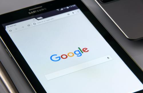 Google search bar on a tablet