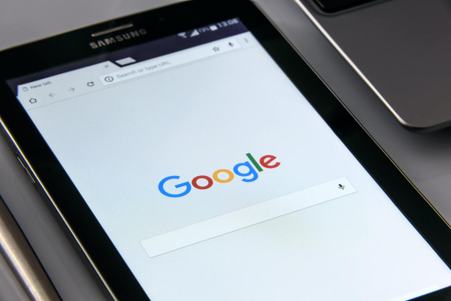 Google search bar on a tablet